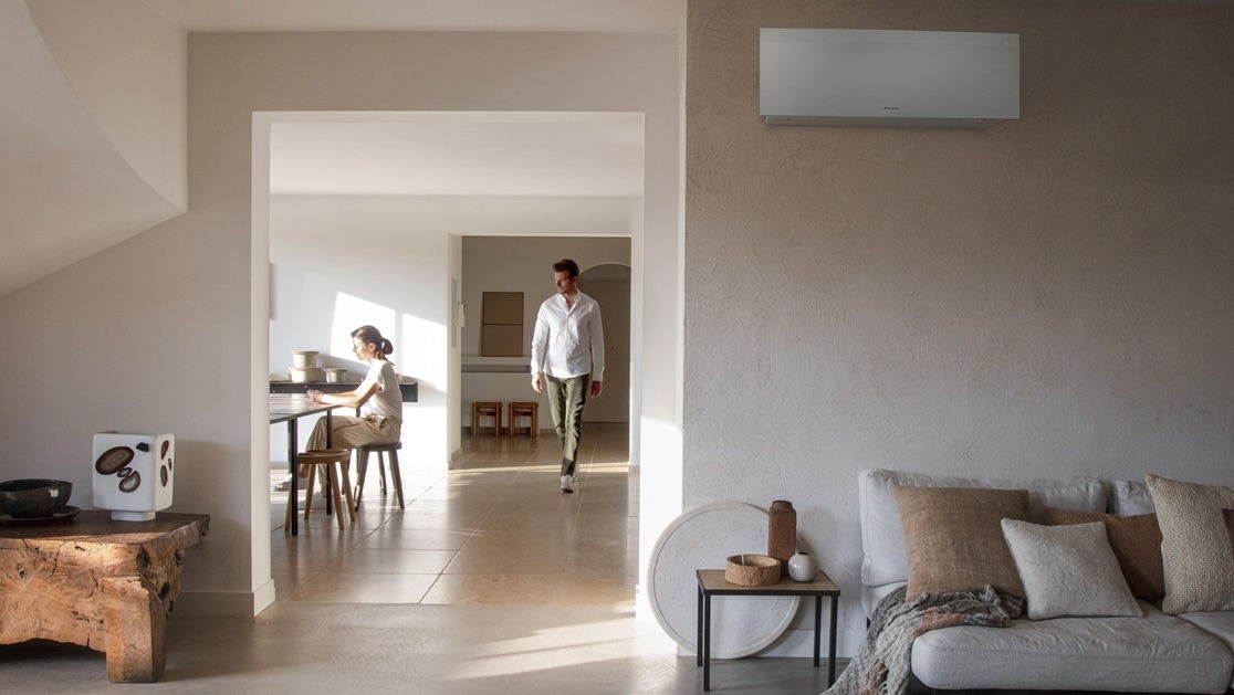 Modern home warm brown featuring Daikin Emura