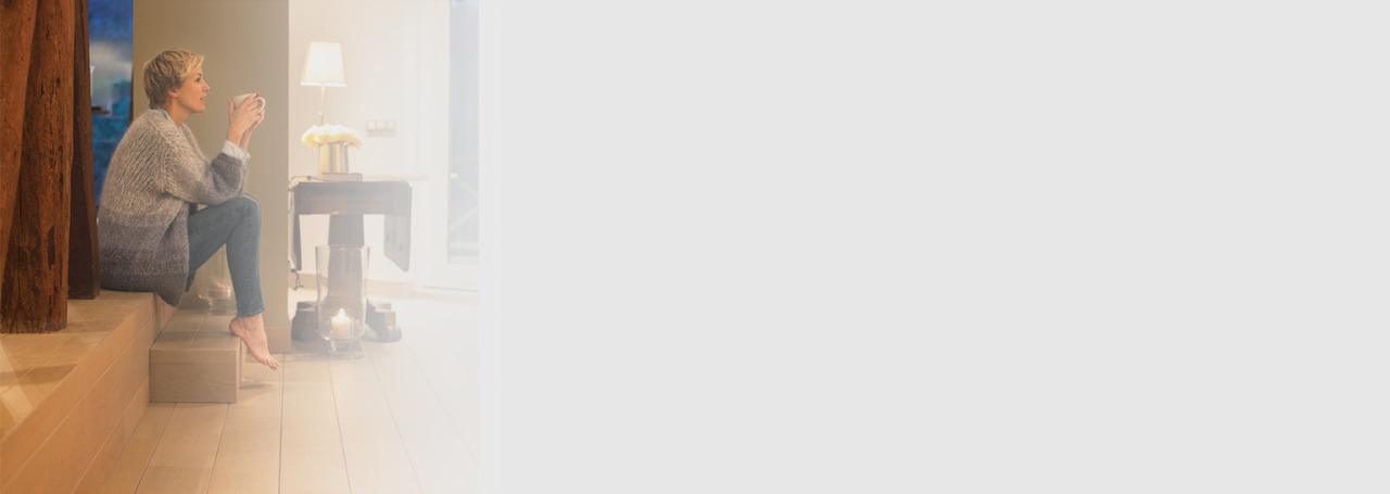 Woman with coffee heating up